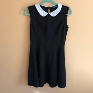 Black white collar dress